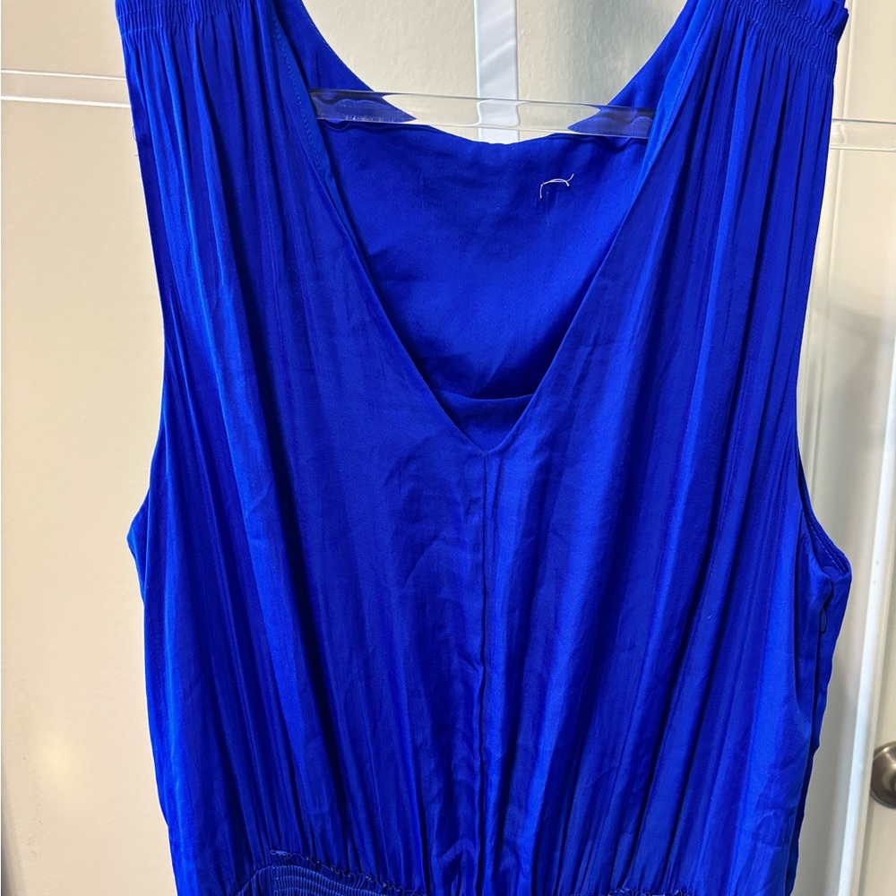 Ramy Brook Blue Ruched V-Neck Sundress